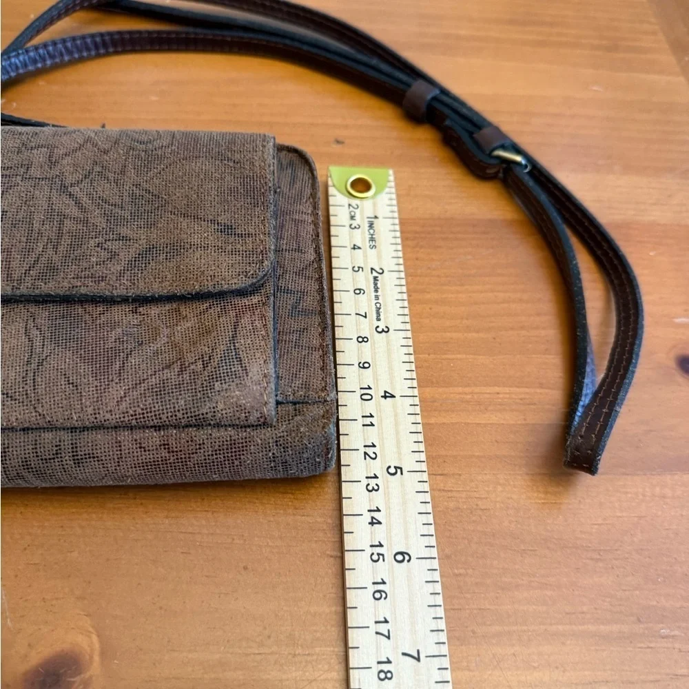 Patricia Nash Brown Metallic Wallet Purse Crossbody Brown Leather Minimalist